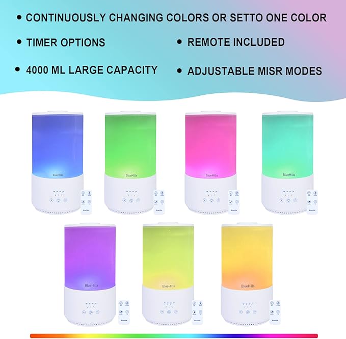 BlueHills Premium Set of Two Large 3000 ML and 4000 ML XL Essential Oil Diffusers Humidifier Combo for Large Room Home with Décor LED Lights Great Gift – Value Pack of White