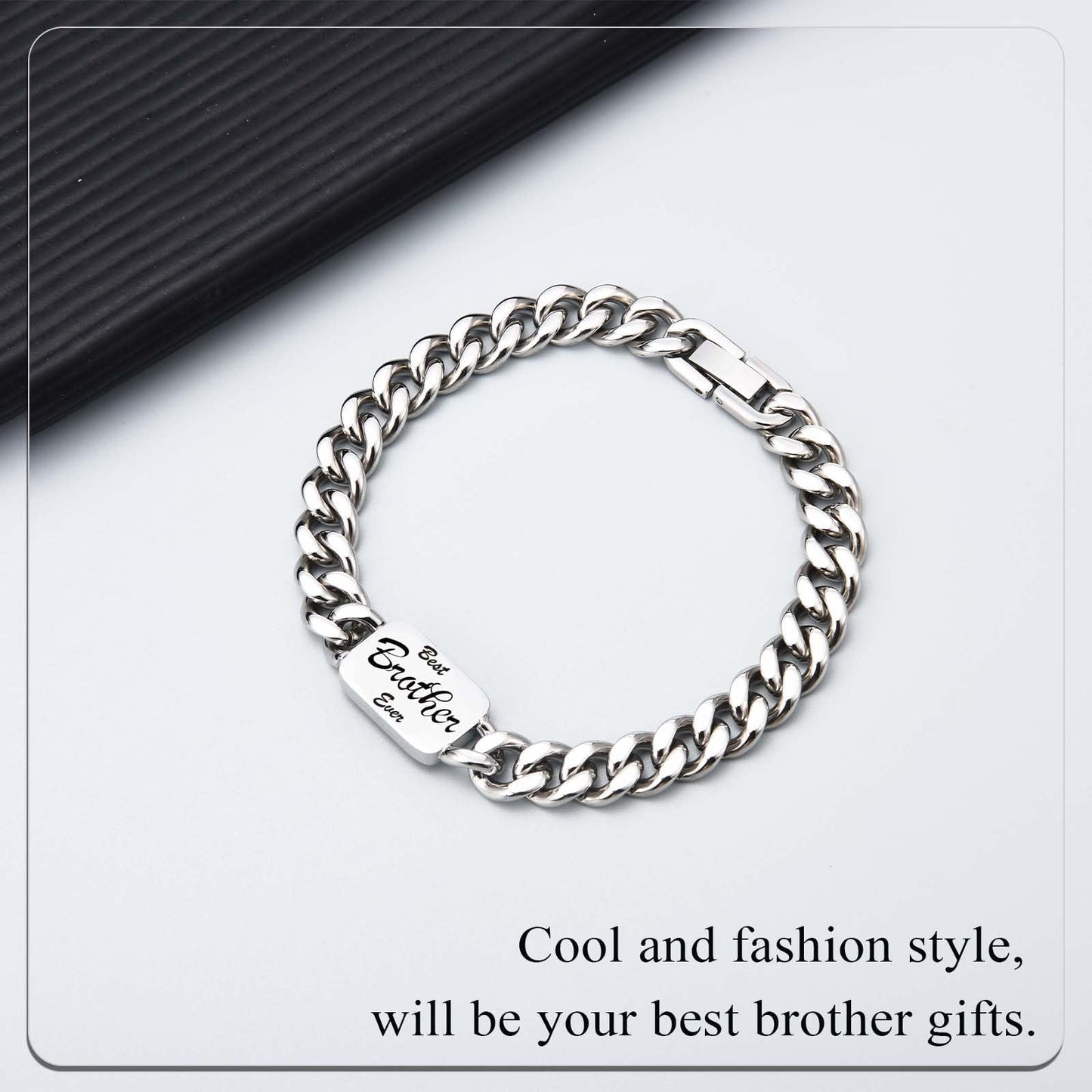 Gifts for Brother Cuban Link Chain Bracelet Easter Basket Stuffers Graduation Christmas Stocking Stuffers Valentines Fathers Day Birthday Gifts for Big Little Older Brother Boys Teens Men