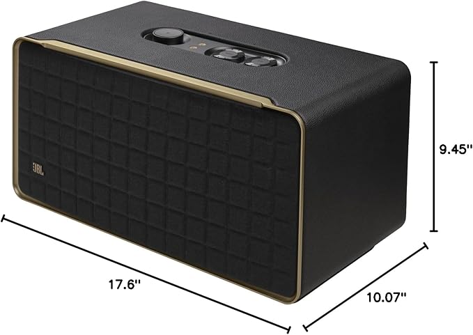 JBL Authentics 500 - Retro Style Home Speaker with Bluetooth, Voice Control, and Dolby Atmos, Multi Room Playback, Built in Alexa and Google Assistant, Automatic self tuning