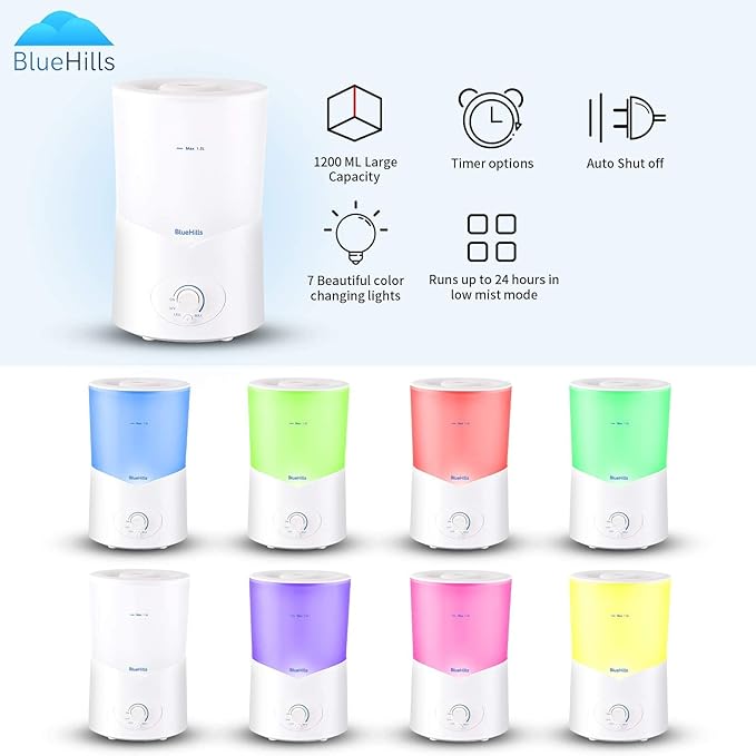 BlueHills Premium Set of Two Large 2500 ML and 1000 ML XL Essential Oil Diffusers Humidifier Combo for Large Room Home with Décor LED Lights Great Gift – Value Pack of White