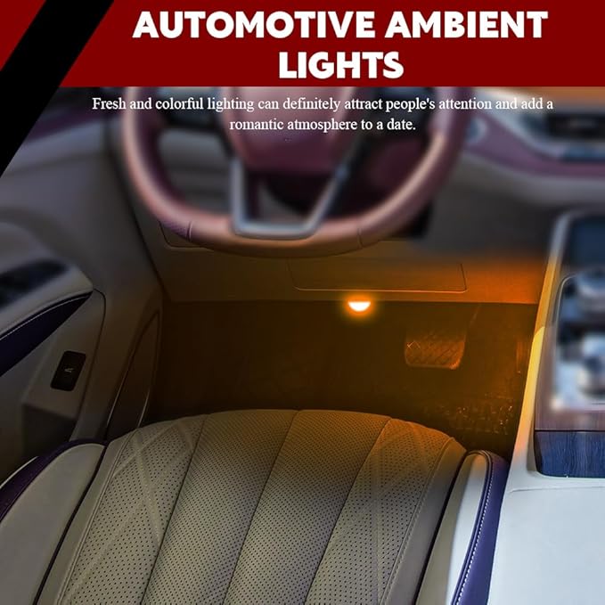 Car Interior LED Lights, Automotive Ambient Neon Light Kit with USB Port, Automotive Under Dash Decoration Night Lamp for Men and Women, 4 in 1 Decoration Lights for Car, Garden, Home, Part (Orange)