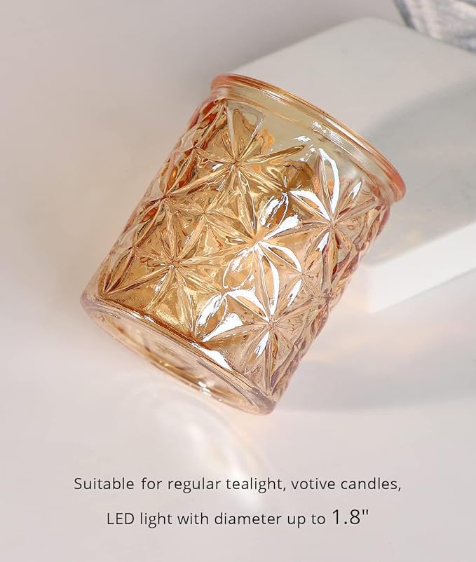 Gold Votive Candle Holders Set of 12, Tea Lights Candle Holders Glass for Wedding Table Centerpieces, Gold Candle Holder for Christmas Party Diwali Centerpieces for Table, Home Party Supplies