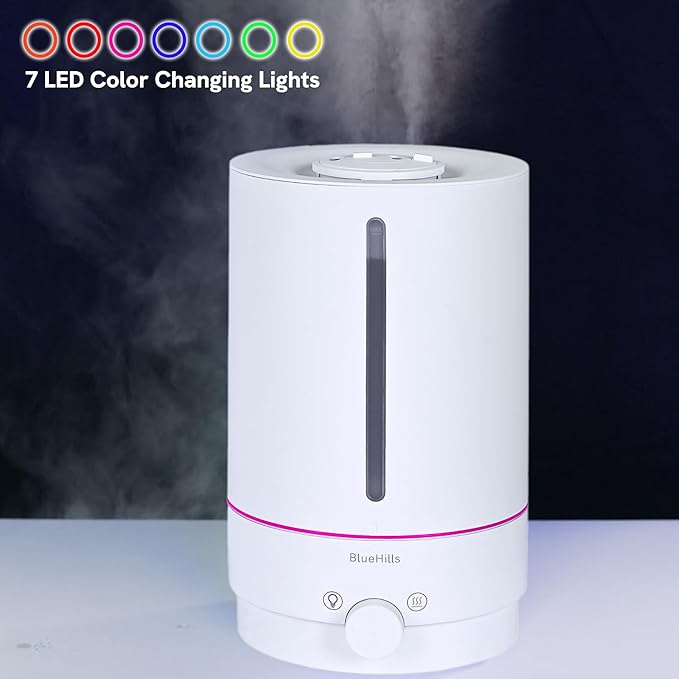BlueHills Premium Set of Two Large 5000 ML XL and 2000 ML Essential Oil Diffusers Humidifier Combo for Large Room Home with Décor LED Lights Great Gift – White
