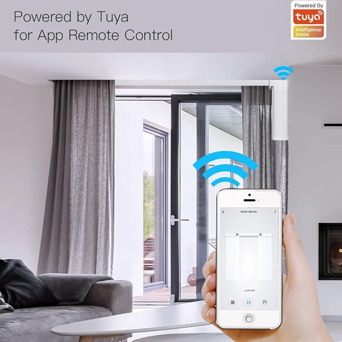 Rechargeable Motorized Curtain Tracks,Remote Control Smart Motorized Curtain Rail, Smart Curtain Opener Curtain Rod Compatible with Alexa Google Home (Zigbee Motor—7M (275.6in) Track)