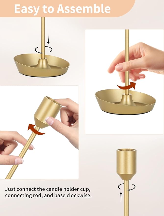 NUPTIO Taper Candle Holders for Wedding: 6 PCS Gold Matte Candles Stick Holder for Table Centerpiece - Bulk Candlestick Holders for Birthday Christmas Party Decor