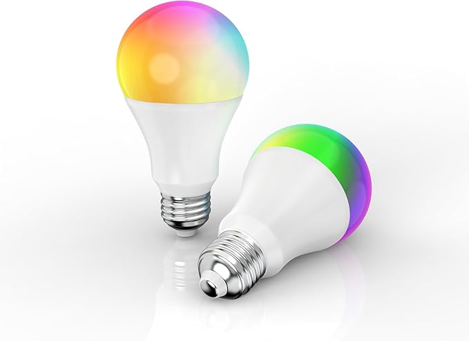 Smart Light Bulbs, 1600LM Smart Bulb Works with Alexa Google Assistant, 13W 100W Equivalent RGBCW Color Changing Music Sync, Bluetooth 2.4GHz Wi-Fi 2700-6500K E26 A21 LED Light Bulbs 2 Packs