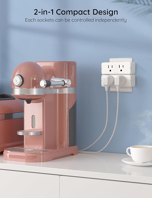 Govee Dual Smart Plug 2-in-1 Compact Design, 15A WiFi Bluetooth Outlet, Compatible with Alexa and Google Assistant