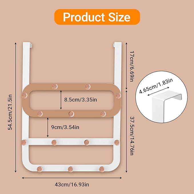 Over Door Hooks,with 14 Door Hooks-Suitable for Bedroom Living Room Bathroom,can Hang Clothes, Towels,Keys,Hats and Bags