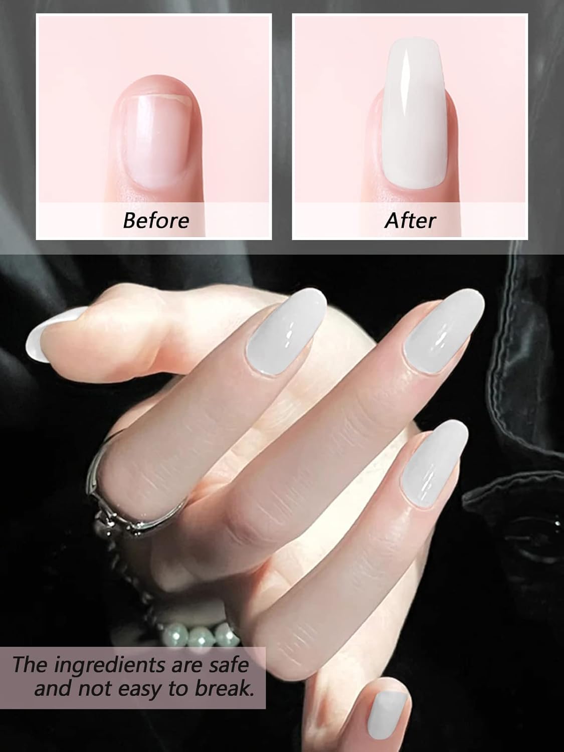 EBANKU White Acrylic Powder, 120g/4.23oz Acrylic Powder Large Capacity Professional Acrylic Nail Powder for Nail Acrylic Extension, Nail Carving, Long-Lasting, No Nail Lamp Needed