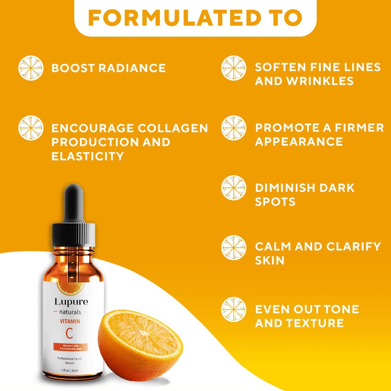 Professional Vitamin C Face Serum 20%, Anti Aging Facial Super Vit C Serum with Ascorbic Acid Hyaluronic Acid & Vitamin E for Dark Spots, Skin Care, Christmas Gift & Stocking | 1 Fl. Oz