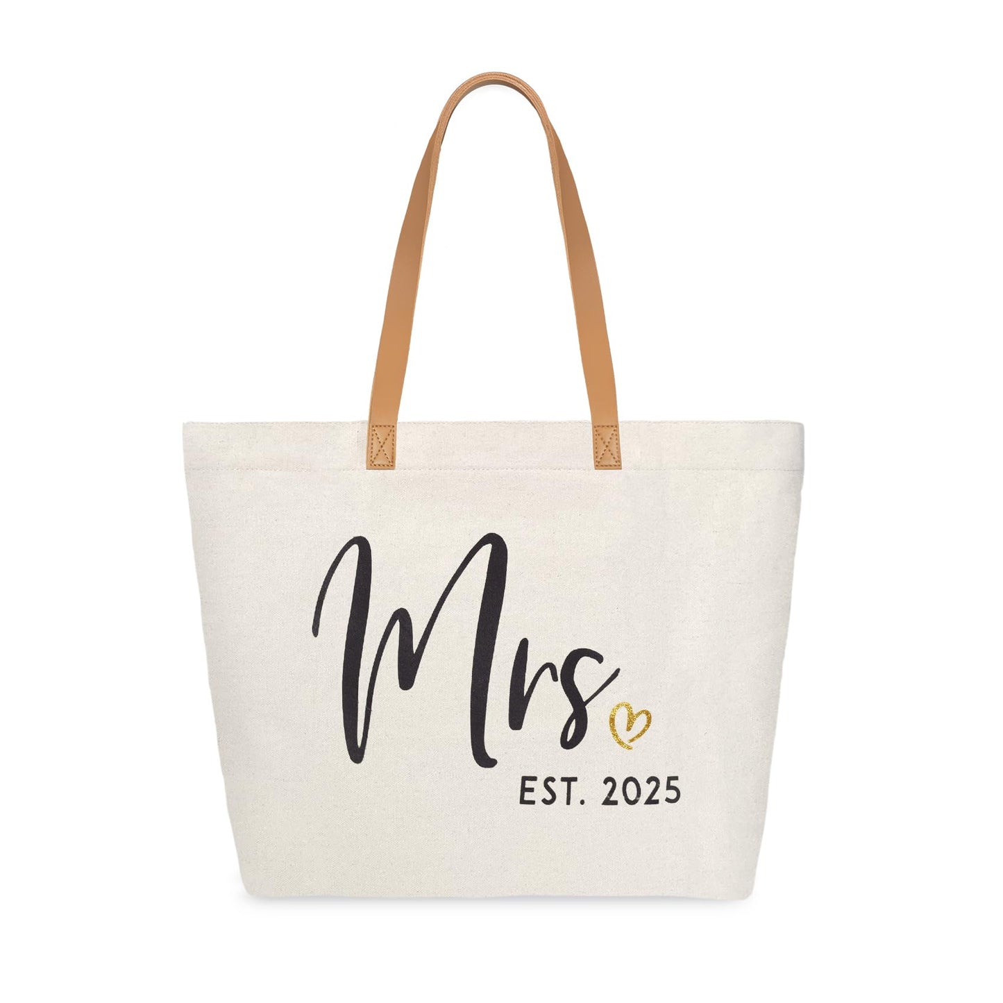 ELEGANTPARK Mrs Bag Mrs Gifts 2025 Bride Gifts Bride Tote Bag Wedding Bridal Shower Bachelorette Party Honeymoon Large Travel Canvas Totes with Zipper