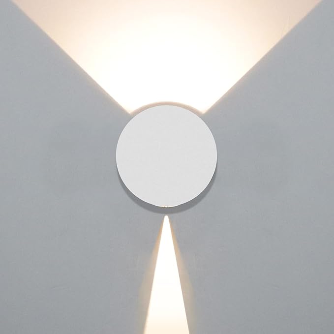 Kawell 8W Modern LED Wall Sconce Light Up Down Waterproof Outdoor Wall Lamp Indoor Hardwired for Bedroom Bathroom Hallway Stairs Porch, White 3000K