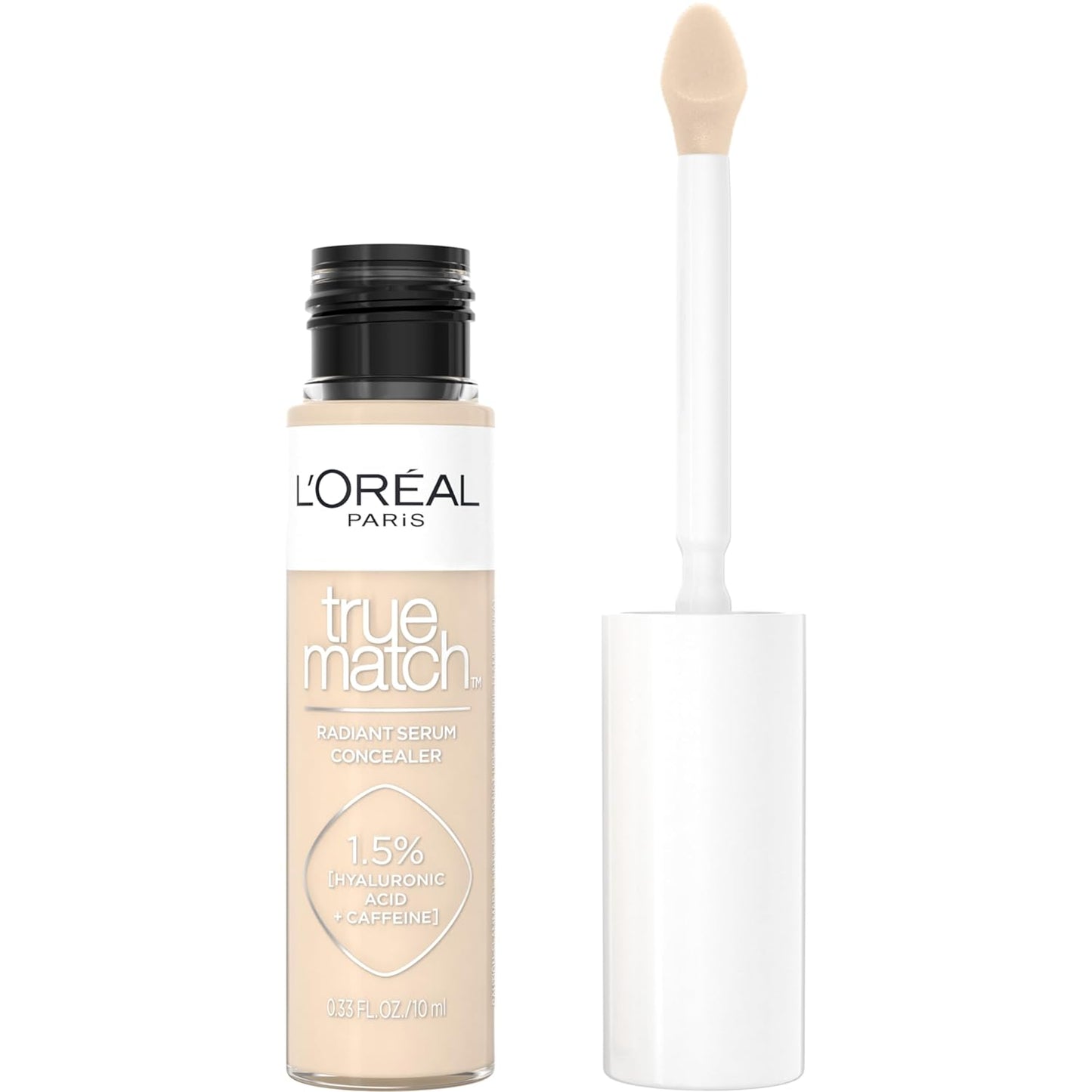 LâOréal Paris True Match Radiant Serum Concealer, Brightening Under Eye Concealer Make Up with 1.5% Hyaluronic Acid and Caffeine, C2, 0.33 Oz