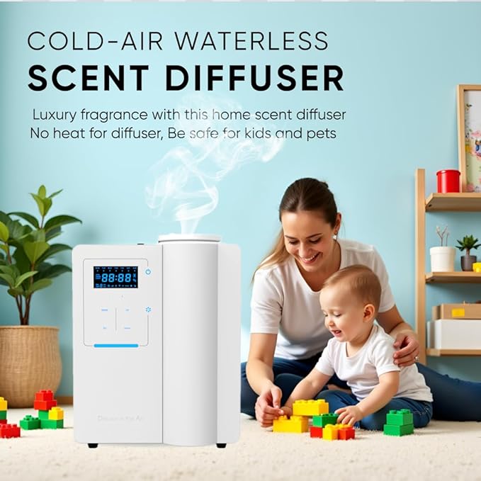 Diffuser - Bluetooth Scent Machine HVAC for 7,500 Sq.Ft Spaces, Lasting-Long Waterless Essential Oil Diffuser for Home, Office & Spa, Cold Air Technology Aromatherapy Diffuser for Business