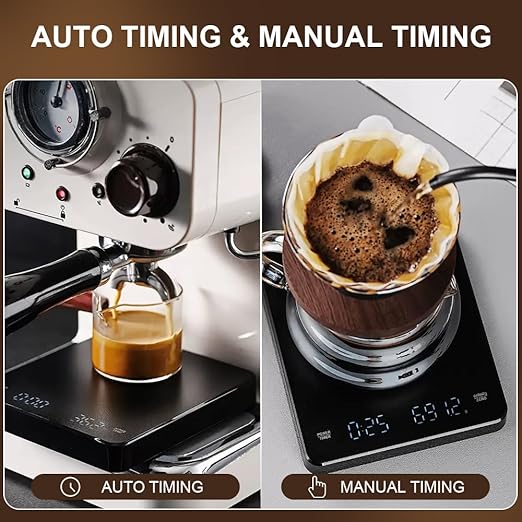 OBEST Mini Coffee Scale with Timer, Rechargeable Espresso Scale with Type-C, Travel Small Coffee Bean Scale with LED Display, Portable Digital Kitchen Scale, Pour Over Scale 3kg/0.1g Precision Black
