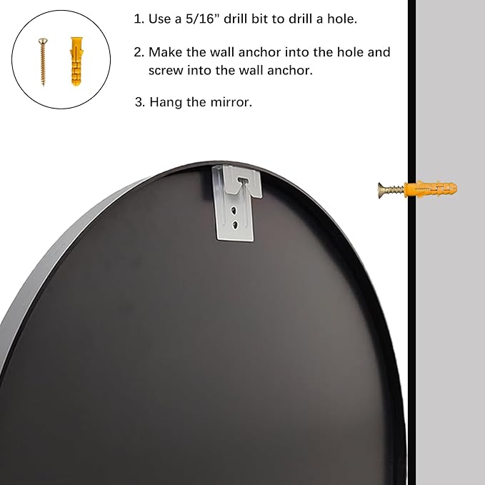 Circle Mirror 26 inch, Black Round Mirror, Round Bathroom Mirrors Metal Frame, Circle Mirrors for Living Room, Bathroom, Wall, Hallway.
