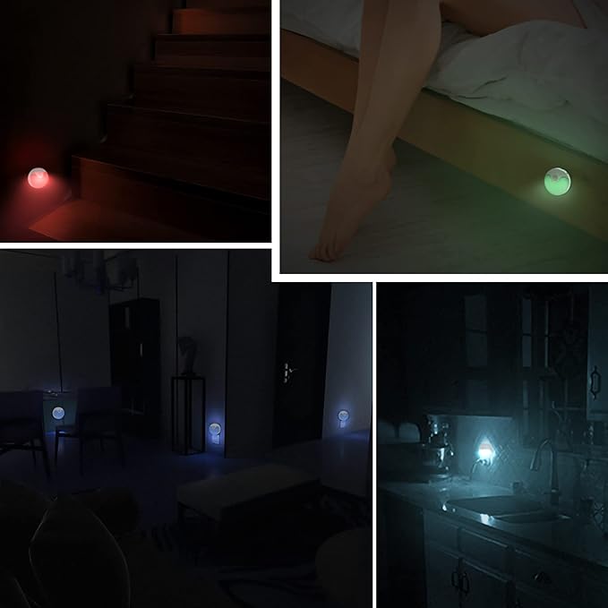 Motion Sensor LED Night Light, Rechargeable LED Stick-On Closet Light with Dusk to Dawn Sensor, Adjustable Brightness for Bedroom, Cabinet, Wall, Stairs, Hallway, Kitchen (2 Pack)