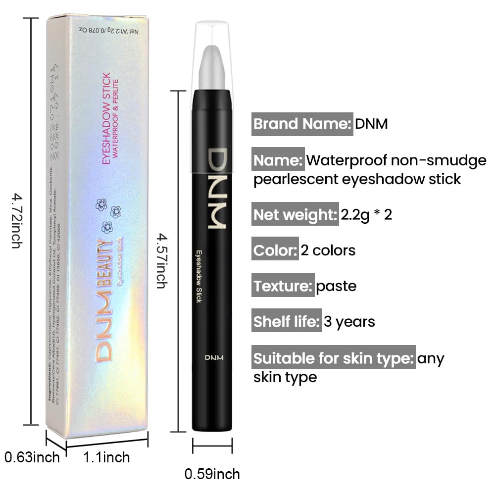Kaely 2Pcs Bright Blue Eyeshadow Stick for Older Women, Metallic Shimmer Glitter Cream Eye Shadow Pencil Crayon, Light Blue Eyeliner Waterproof Halloween Makeup, 11+13