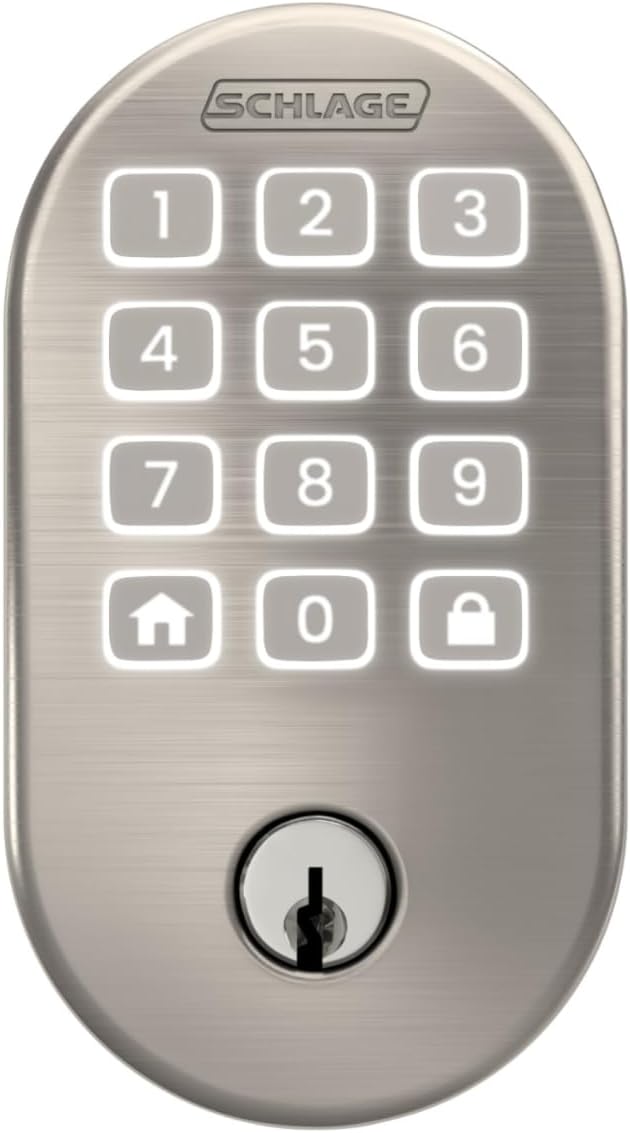 Schlage Arrive WiFi Deadbolt Smart Lock, Keyless Entry Door Lock with Remsen Trim, Satin Nickel, Compatible with Alexa and Google, BE459WB RMN 619