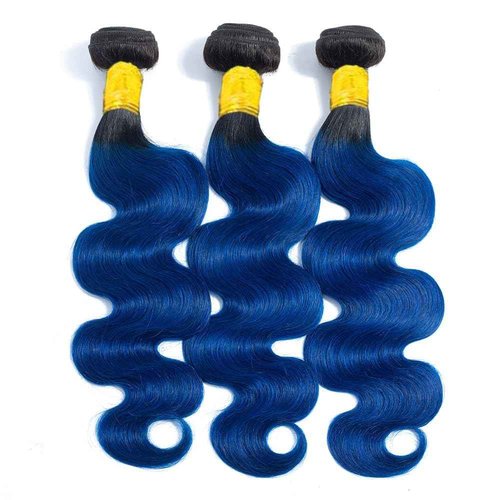 Habiliana Bundles Human Hair 20 22 24 Inch Body Wave T1B Blue Human Hair Bundles 11A Unprocessed Brazilian Virgin Quick Weave Hair Extensions for Black Women