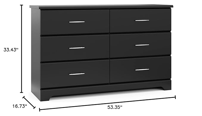 Storkcraft Brookside 6-Drawer Dresser (Black) – GREENGUARD Gold Certified, Black Dresser for Bedroom, Kids & Nursery Storage Chest, Safety Interlocking Drawers, Pre-Installed Tracks, Kids Chest