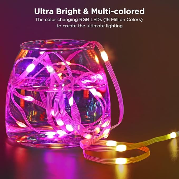 String Lights, 50ft 150 LED Lights Color Changing String Waterproof, 200+ Preset Scene Modes, Smart App & Remote for Indoor Outdoor Christmas Decoration Party Holiday Home Bedroom Patio Decor