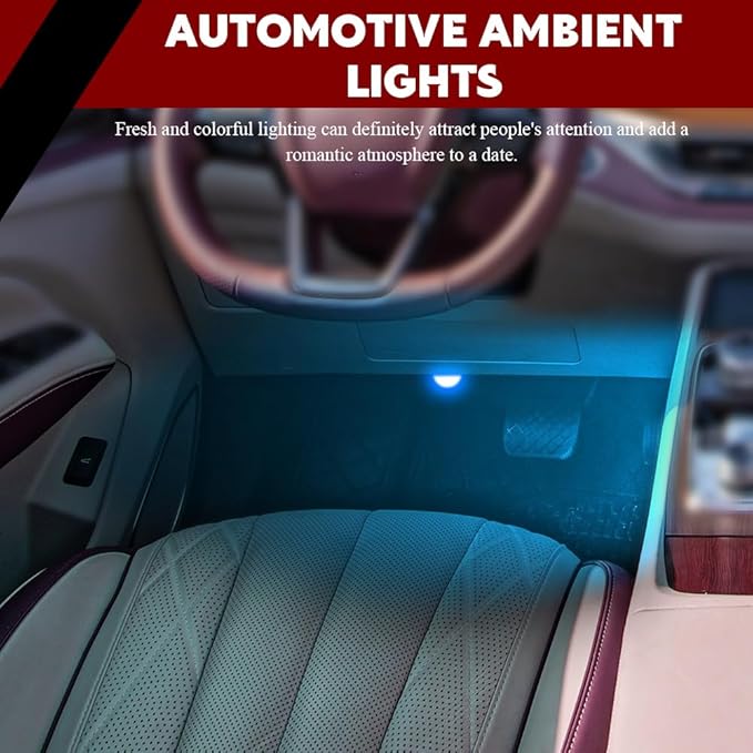 Car Interior LED Lights, Automotive Ambient Neon Light Kit with USB Port, Automotive Under Dash Decoration Night Lamp for Men and Women, 4 in 1 Decoration Lights for Car, Garden, Home, Part (Ice Blue)