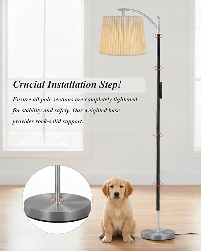 Etto Modern Dimmable Floor Lamp with Fabric & Pleated Shades, Remote & Touch Control, Adjustable Brightness & Color Temperatures, Tall Standing Lamp for Living Room Bedroom Office (Black Nicke)