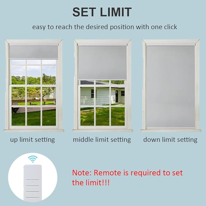 Solar Motorized Roller Shade Motor Kit for 1.5" Tube, DIY Smart Blinds Motor with Solar Panel & RF Remote Control, Rechargeable 2800mAh Battery Powered Electric Blind Motor (2.0N.m/32rpm Motor)