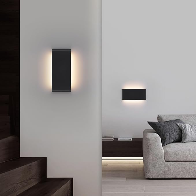 5 CCT (3000K-6500K) Adjustable Dimmable Wall Lamp 24W Modern Black LED vanity light Up and Down Wall Lighting 21.6 Inch Indoor Wall Sconce for Bedroom Staircase Hallway Dressing Table 2 Pack