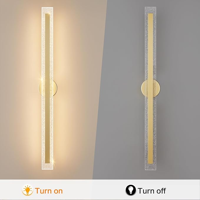 Modern Wall Sconces 31.5In Gold Wall Light Fixtures 3000K Dimmable LED Sconce Lighting Indoor Hardwired Wall Lamps for Living Room Bedroom Hallway Stairs