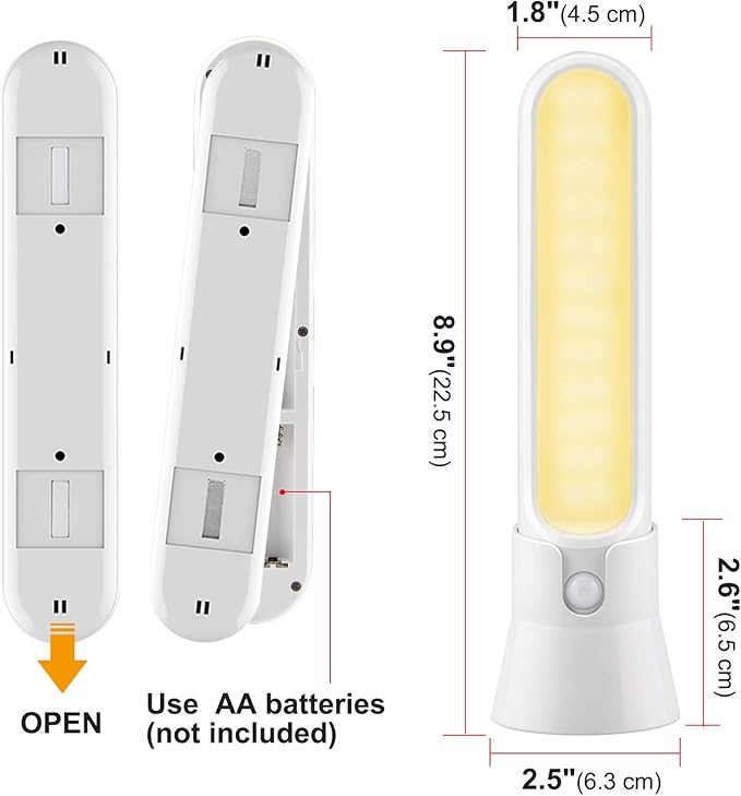 BIGMONAT Battery Operated Counter Lights Shelf Cabinet Light,Portable Tabletop Lamp Stick on Lighting for Wall Hallway Stairway,Wireless Wall Sconce Lights Motion Sensor,24 Upgraded LEDs 180Lumens