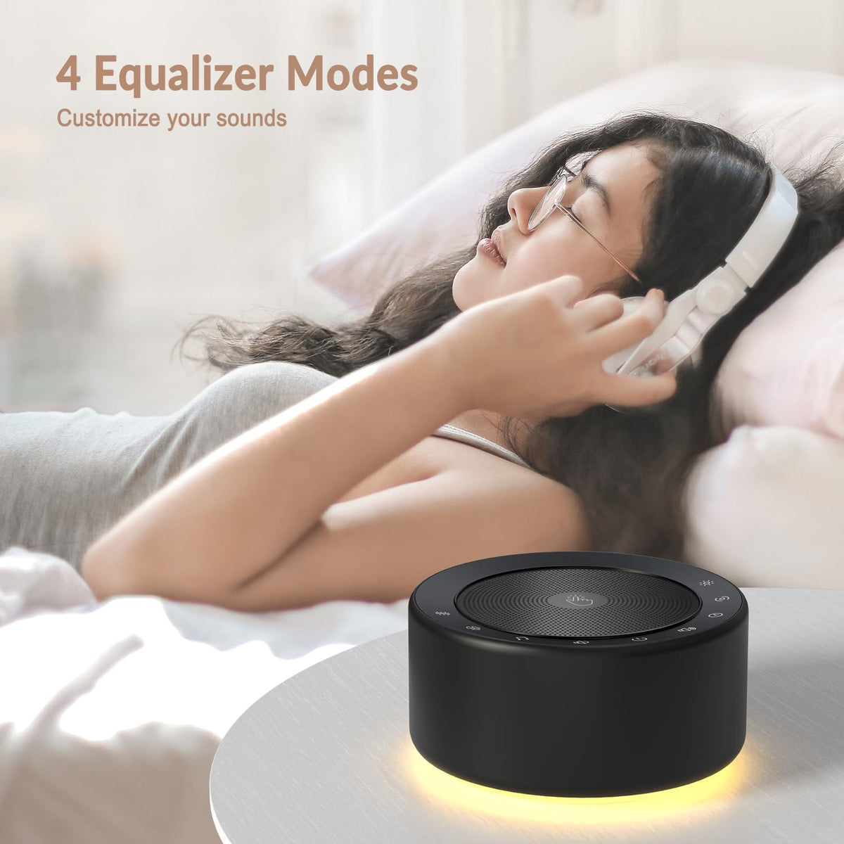 Nursery Lamp with Sound Machine, Mood Lighting, 7 Colors Night Light, 30 Soothing Sounds, White Noises for Baby, Adults. Timer, Plug in, Memory Function, Touch Control