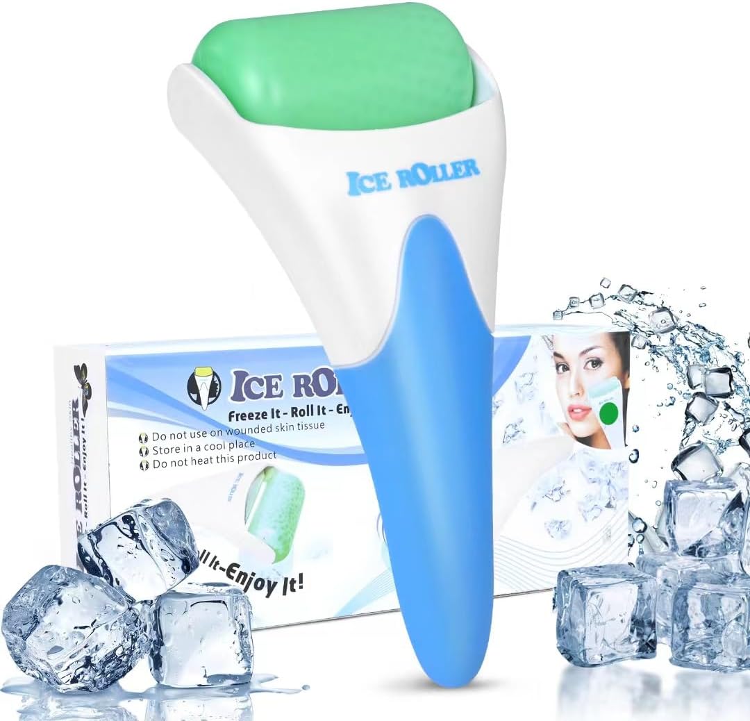ONLYSKY BEAUTY Ice Roller Face Cooling Cold Roller for Body Eyes Face Skin Care Tools, Roller Cooling Roller for Women & Menï¼Blue Handle+Green Roller
