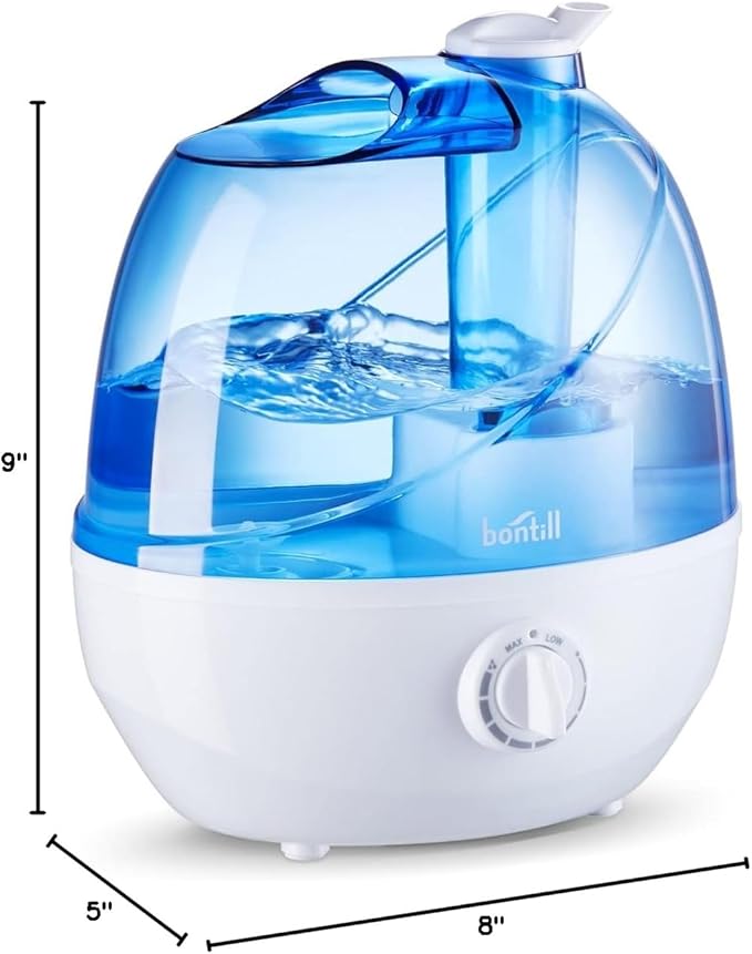 Cool Mist Humidifiers for Bedroom & Large Room (2.5L Water Tank) Quiet Ultrasonic Air Humidifier For Babies Nursery, Office, Indoor Plants & Whole House -Adjustable 360 Rotation Nozzle, Auto-Shut Off