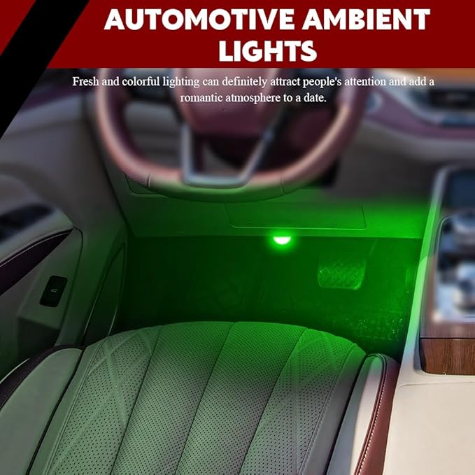 Car Interior LED Lights, Automotive Ambient Neon Light Kit with USB Port, Automotive Under Dash Decoration Night Lamp for Men and Women, 4 in 1 Decoration Lights for Car, Garden, Home, Part (Green)