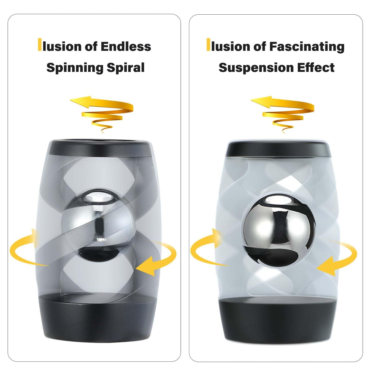 Kinetic Optical Illusion Toys, Kinetic Desktop Fidget Spinner Toys, Cool Gadget Desk Toy Fidget Toys Gift for Various Holidays, Kinetic Spinner Ball Relieve Stress Anxiety for Kids and Adults (Black)