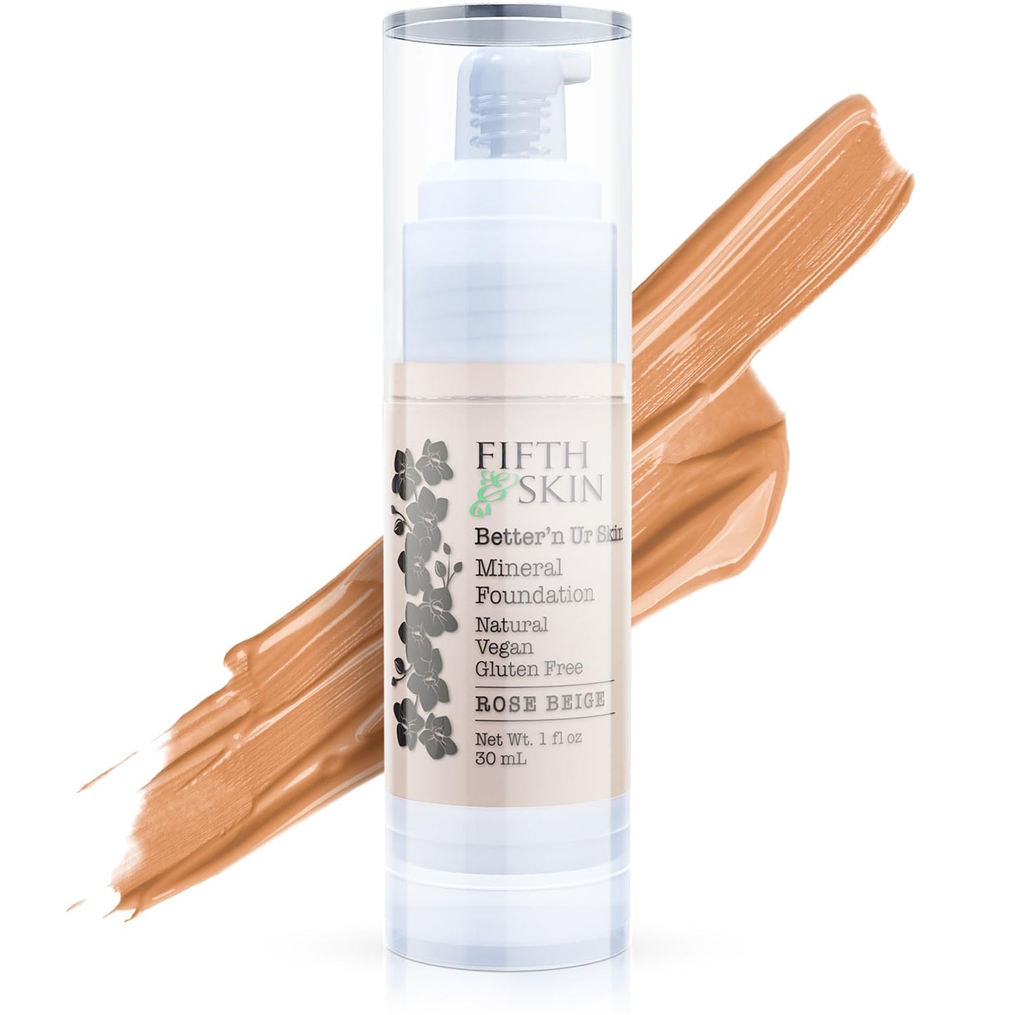 Fifth & Skin: Betterân Ur Skin Liquid Foundation (ROSE BEIGE) - Natural, Organic, Vegan, Cruelty-Free - Gluten-Free Beauty with Buildable Coverage and Palm-Free Luxury - 1 oz