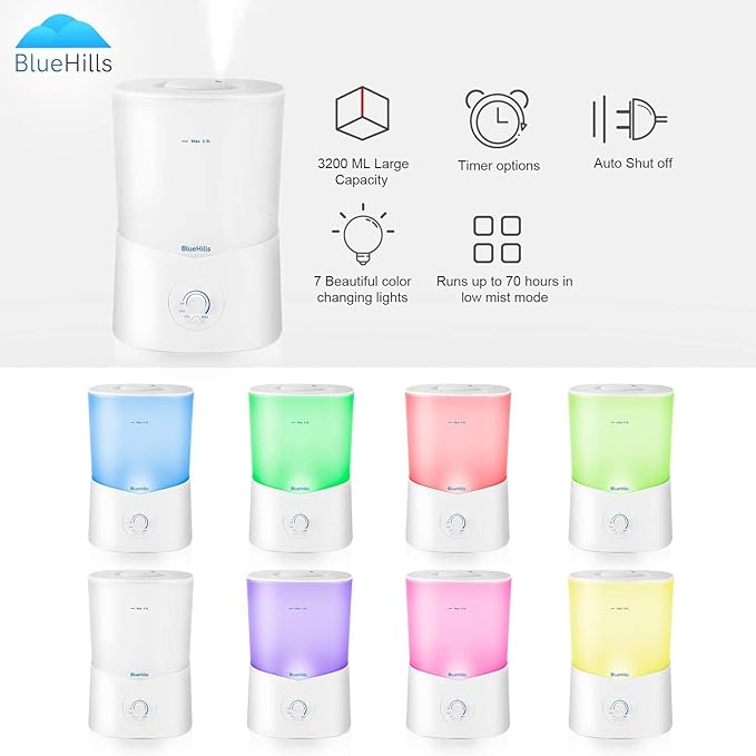 BlueHills Premium Large 2300 ML and 3000 ML XL Essential Oil Diffusers Humidifier Combo Set of 2 for Large Room Home with Décor LED Lights Great Gift – Value Pack of White