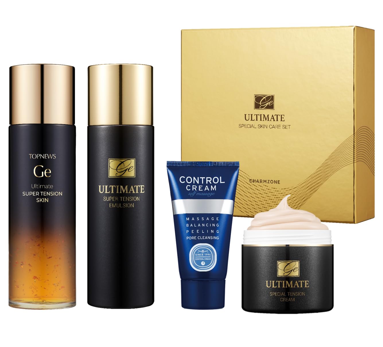 CHARMZONE TOPNEWS GE Ultimate Special Skincare Set of 4 Black Bee Propolis Hyaluronic Acid Ceramide for Skin Firming and Nourishment 9.86 oz. Valentine Day Gift Set for Women