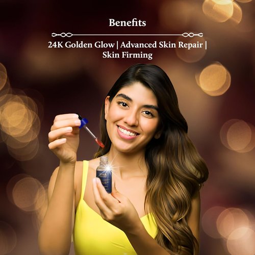 Blue Nectar 24K Gold Serum with Pure Kumkumadi Oil for Face | Ayurvedic Collagen Face Serum for Skin Tightening & Natural Radiance (24 Herbs, 1Fl Oz)