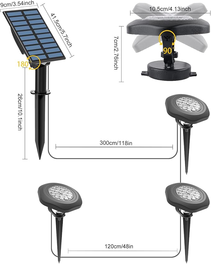 CORESLUX Solar Spot Lights Outdoor Waterproof IP68, 3-in-1 LED Warm Light Solar Landscape Lights, 2 Light Modes Pond Lights Landscape Path Lights for Outside Garden Yard Pond Pathway