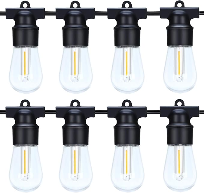 LED Outdoor String Lights, 96FT Patio String Lights with S14 30+4(Spare) Plastic Shatterproof Bulbs, ETL Listed IP65 Waterproof Heavy-Duty for Backyard Lights,Bistro Lights,Cafe Lights