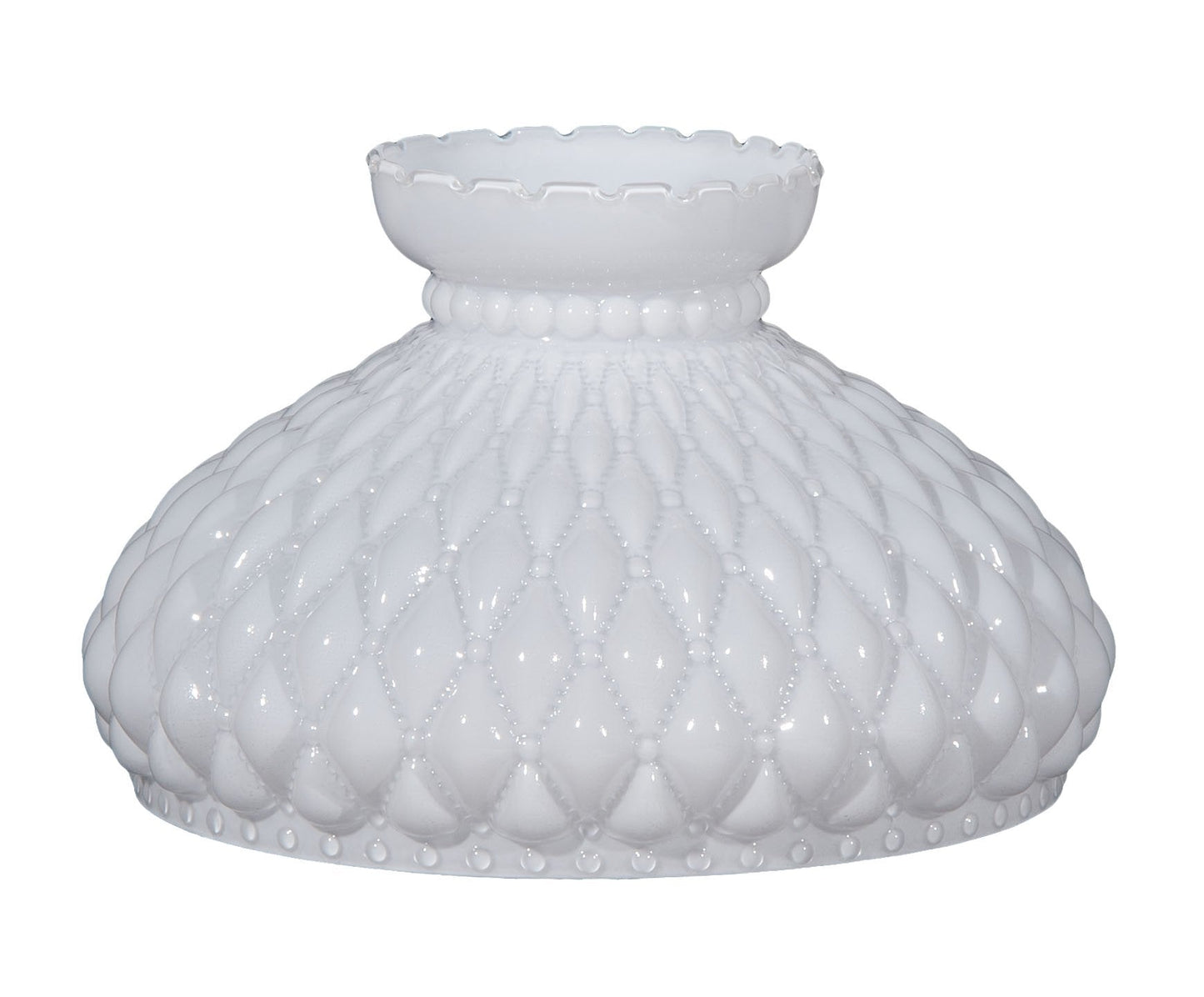 B&P Lamp® 10" Opal Diamond Quilted Pattern Student Glass Shade with Crimped Top"