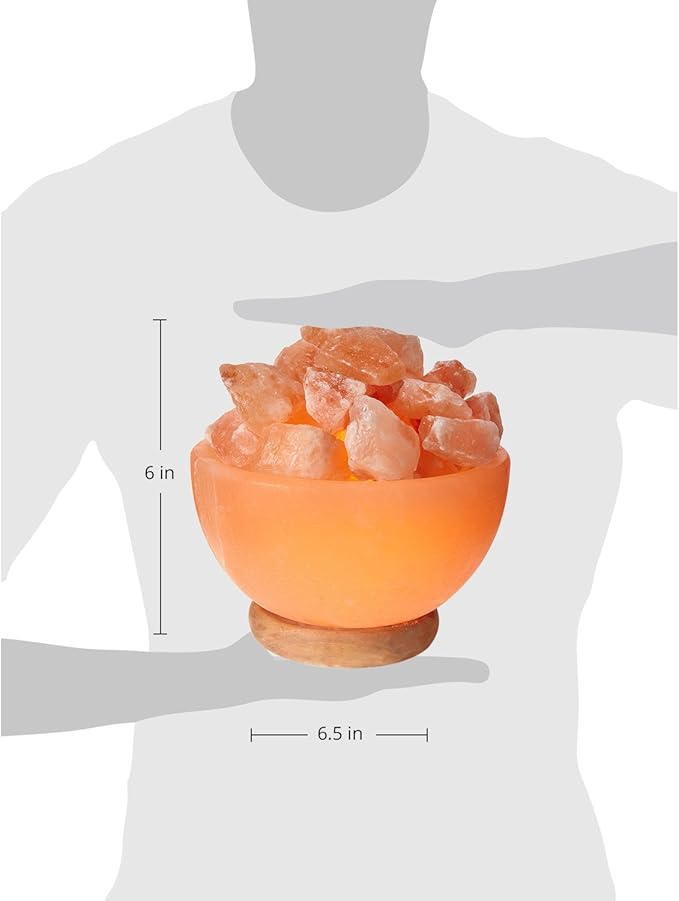 Himalayan Glow 1326 Natural Pink Salt Bowl Night Lamp with Crystal Salt Chunks