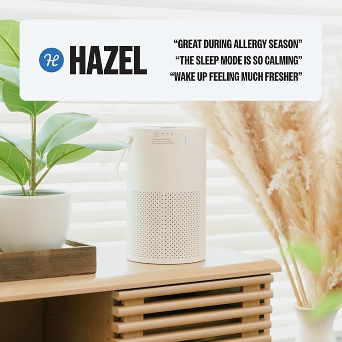Hazel Air Purifier for Bedroom with True HEPA Filter | Quiet Air Cleaner for Dust, Pet Dander & Smoke | Compact Portable Air Purifiers for Home, Office & Dorm Rooms