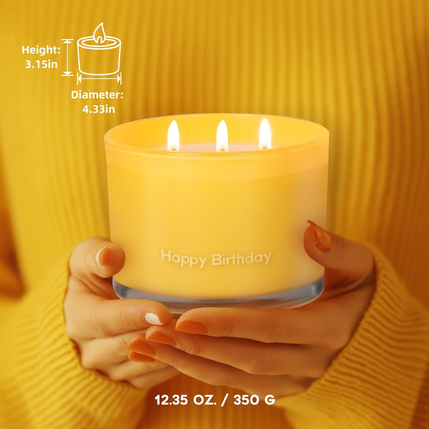KONNI 3 Wick Vanilla Scented Candles, Home Soy Candles, 12.35oz Luxury Relaxing Aromatherapy Candle for Women Men, 50 Hours Long Lasting Clean Burning Jar Candle, Romantic Birthday Gift for Lover