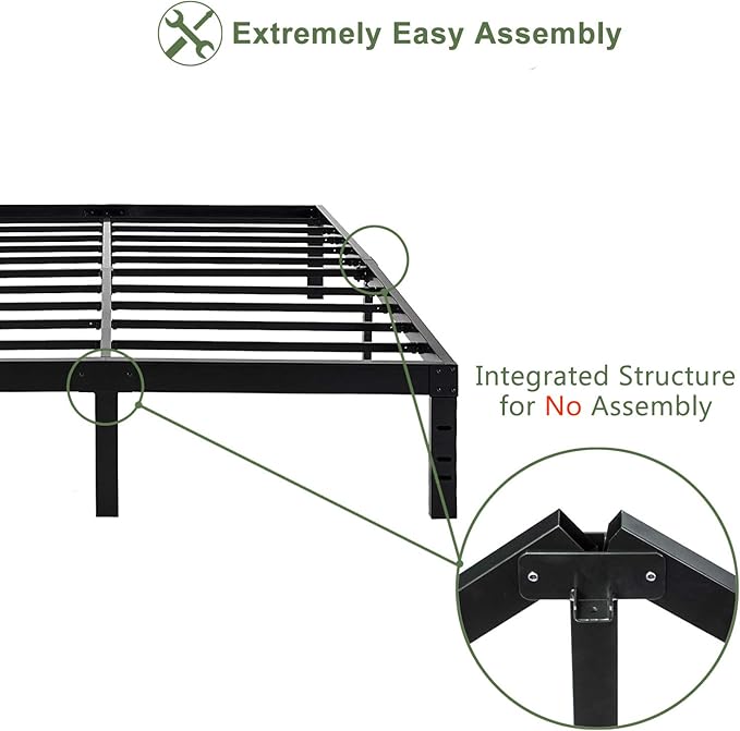 45MinST 14 Inch Reinforced Platform Bed Frame/3500lbs Heavy Duty/Easy Assembly Mattress Foundation/Steel Slat/Noise Free/No Box Spring Needed, California King
