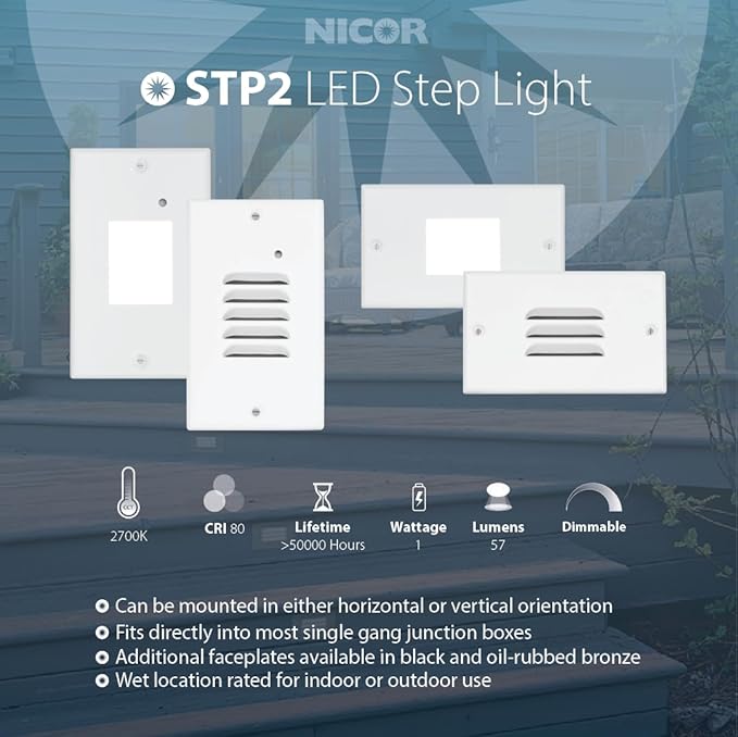NICOR Lighting STP2 Frosted White LED Step Light with Photocell (STP2F120WHPC)