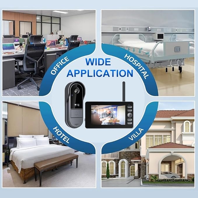Doorbell Camera Wireless No Subscription with Monitor for Home/Apartment, Timbre con Camara 1080P No App/WiFi Needed, Video Intercom 2-Way Talk,Waterproof Door Bell with Recording & Night Vision